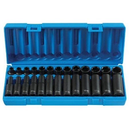 Grey Pneumatic Grey Pneumatic 1226M 0.38 in. Drive 26 Pc. Standard And Deep Length Metric Master Set GRY-1226M